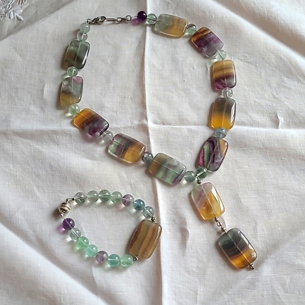 Fluorite Handmade Beaded Necklace & Bracelet